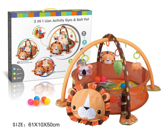 Baby Crawling Mat with Play Fence & Activity Rack