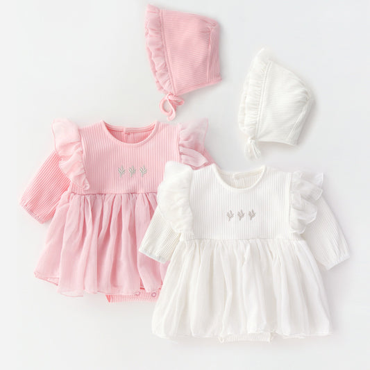 Baby Princess Fluffy Dress with Bonnet