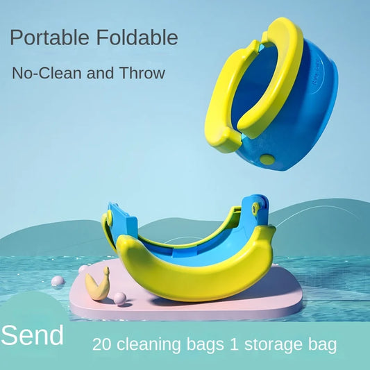 10PCS Children's Potty Urinal Foldable Children's Potty Banana Shaped Folding Toilet Easy To Clean Travel Potty
