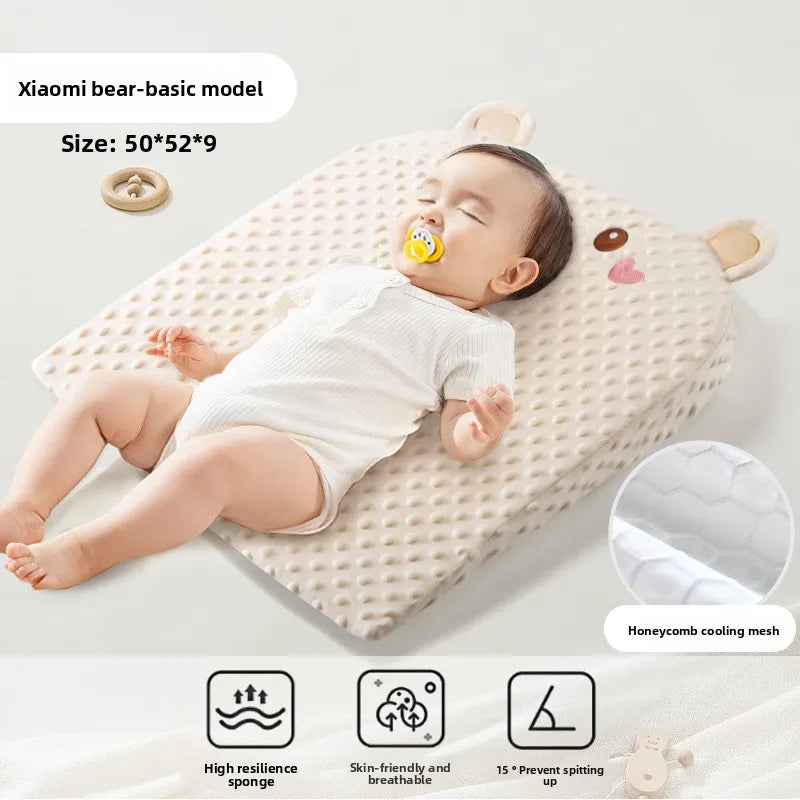 Baby Slope Pillow - Breathable Newborn Pillow for Preventing Milk Choking and Spitting Up - Lying-Down Feeding and Sleeping Aid