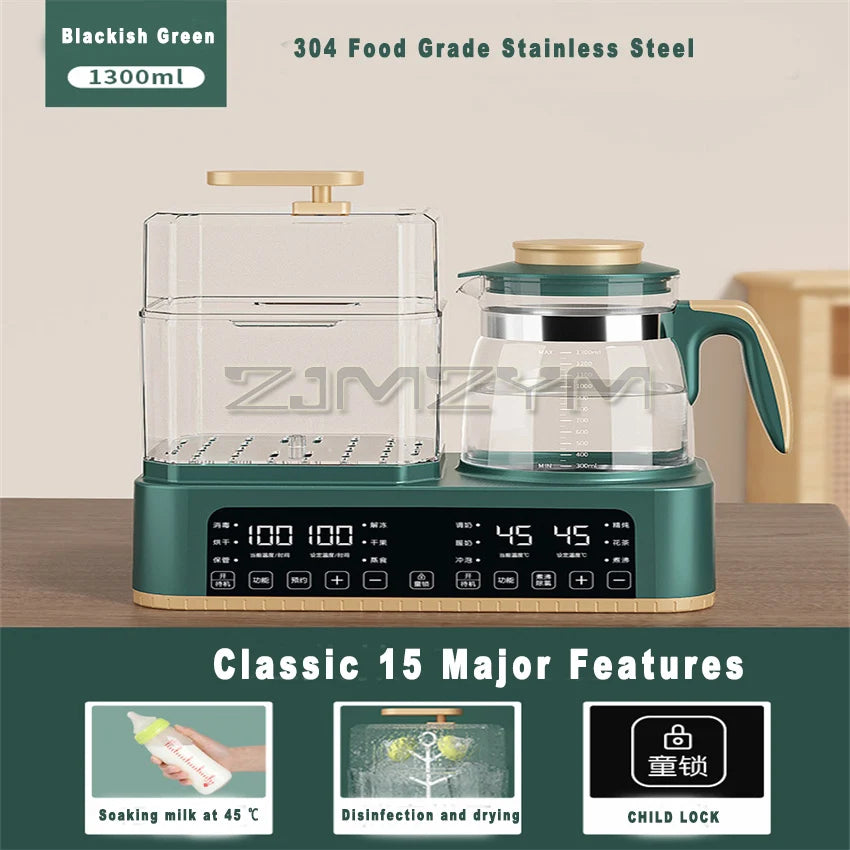 1.3L Baby Bottle Sterilizer Milk Warmer Constant Temperature Kettle Three In One Intelligent Washing Drying Two-in-One