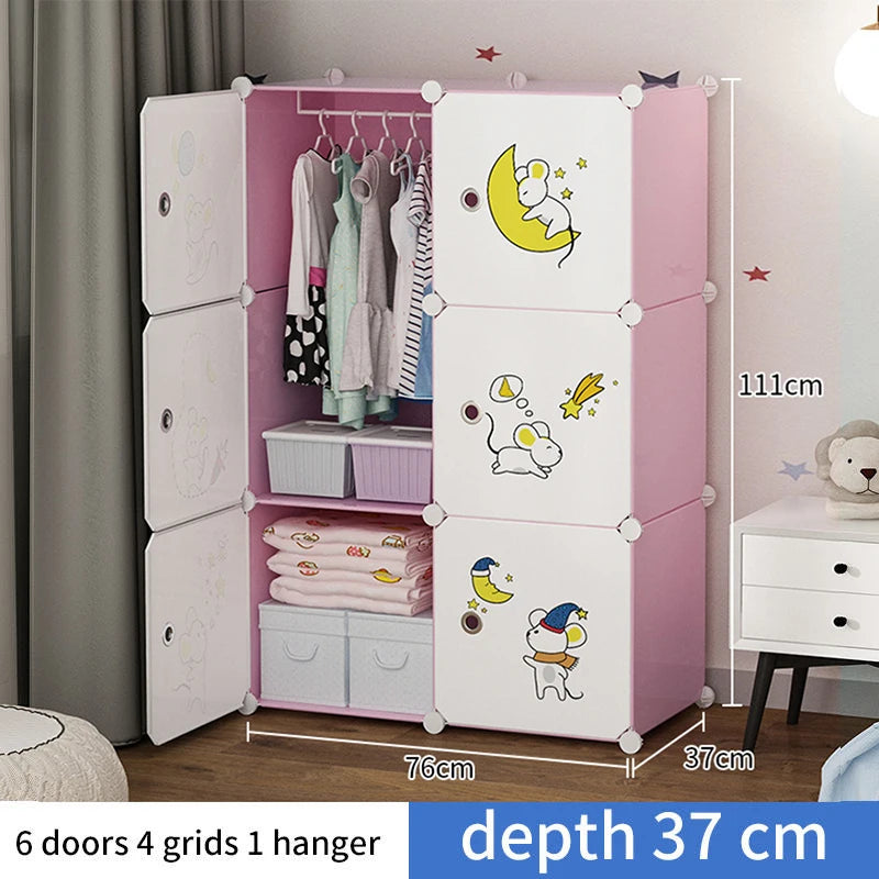 Diy Foldable Bedroom Organizer Closet Baby Wardrobe Plastic Kids Plastic Storage Cabinet Wardrobe For Clothes