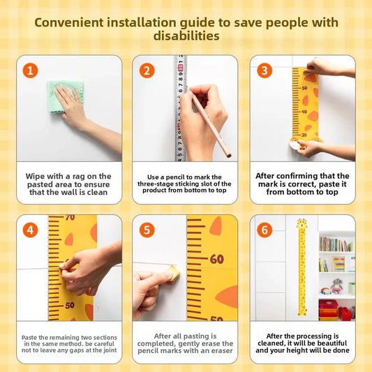 1/3PCS Wall Stickers For Kids Room Decor With Unicorn Dinosaur Giraffe Animal Growth Chart Height Measure Nursery Decals