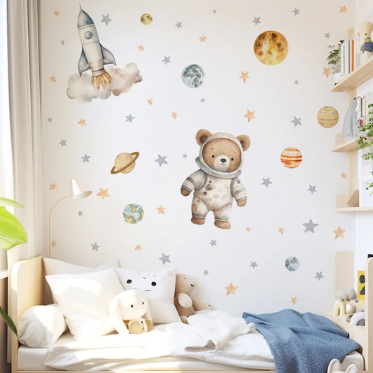 Astronaut Bear Wall Stickers – Dream Big, Little Explorer