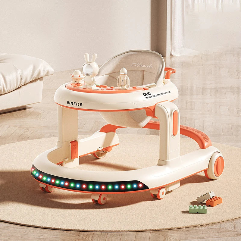 Baby Walker Anti-Rollover Trolley Multifunctional Toddler Walking Assistant Walkers Foldable Activity Walker With Music Toy