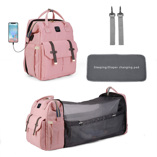 Multifunctional Mommy Backpack & Portable Baby Bed – The Ultimate On-the-Go Companion