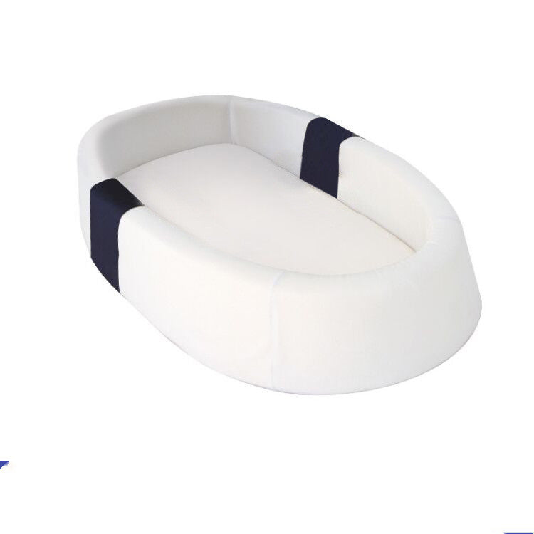 White headband with black bands on a white background