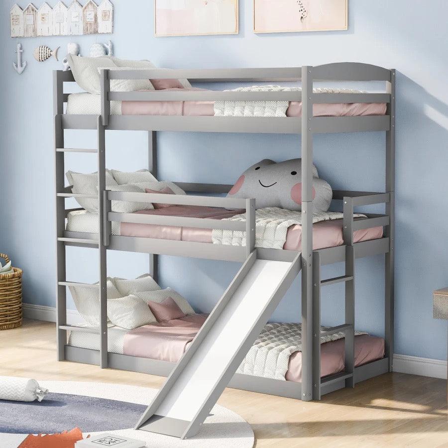 Triple bunk bed with slide - Babyblush