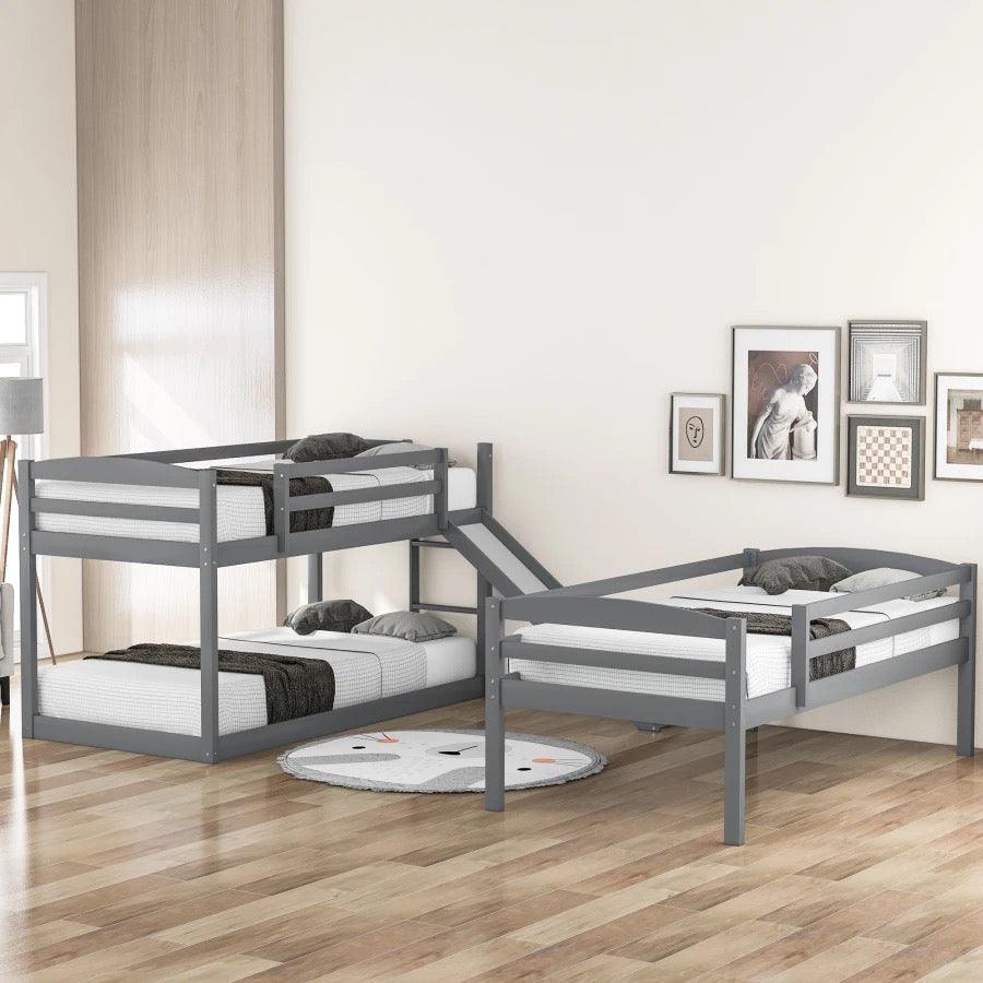 Triple bunk bed with slide - Babyblush