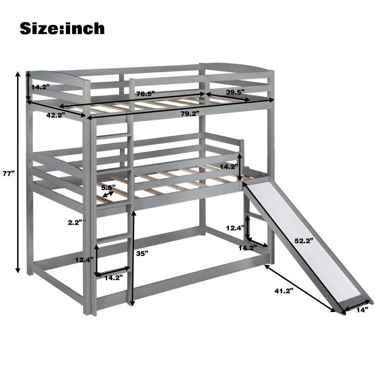Triple bunk bed with slide - Babyblush
