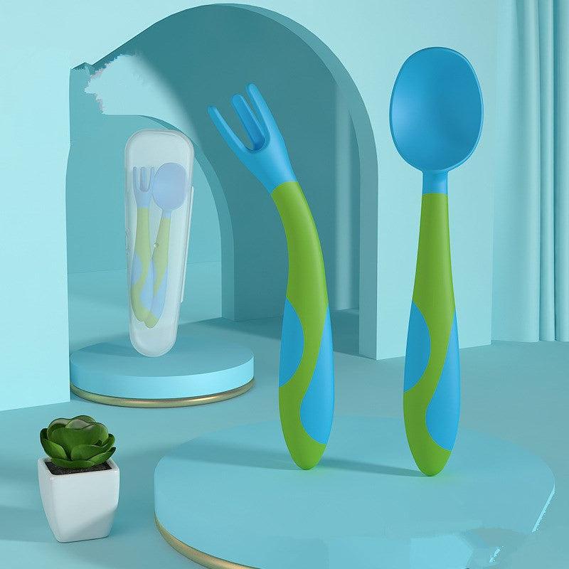 Baby Training Fork Spoon Twist Spoon Children's Tableware Set - Babyblush