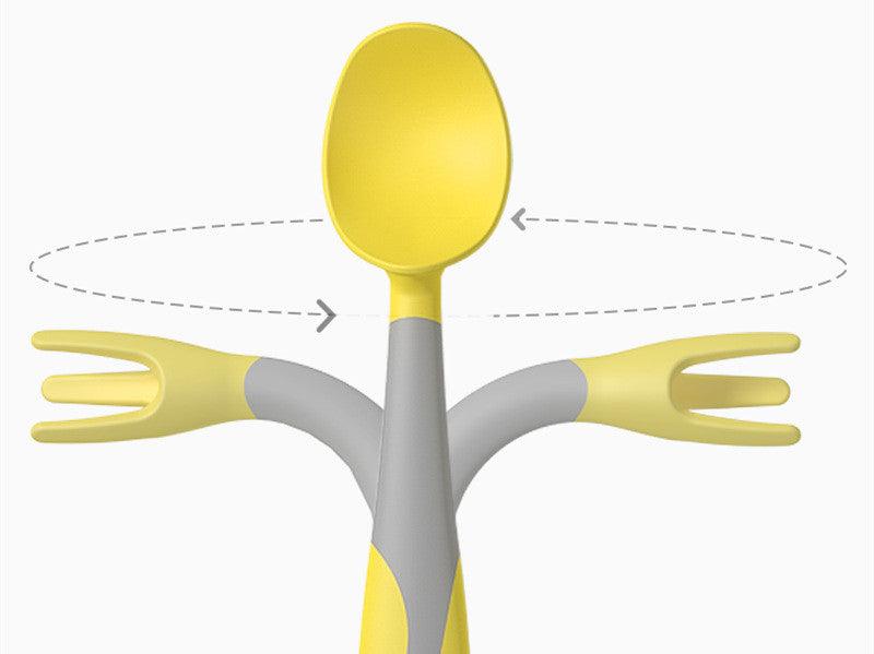 Baby Training Fork Spoon Twist Spoon Children's Tableware Set - Babyblush