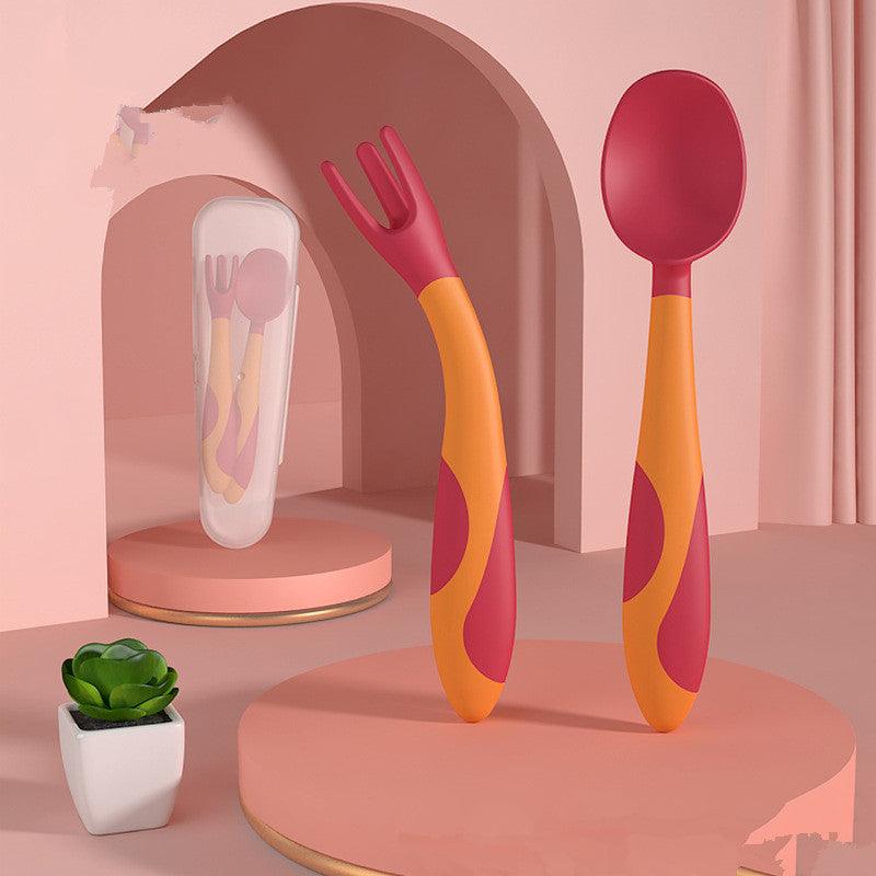 Baby Training Fork Spoon Twist Spoon Children's Tableware Set - Babyblush