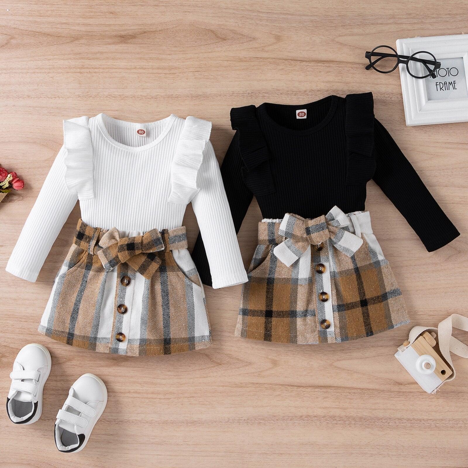 Knitted Ribbed Solid Color Baby Girl Set - Babyblush