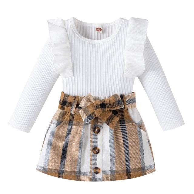 Knitted Ribbed Solid Color Baby Girl Set - Babyblush