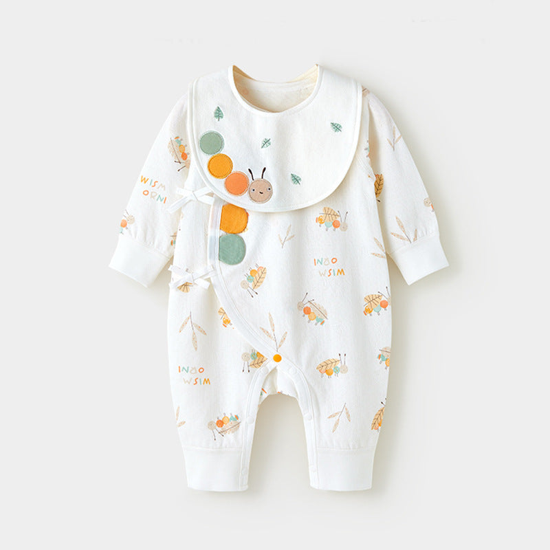Baby One-Piece Cotton Romper + Matching Bib