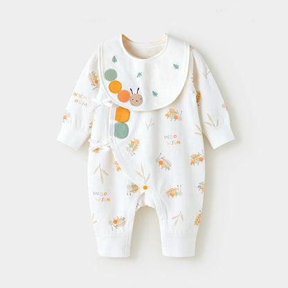 Baby One-Piece Cotton Romper + Matching Bib