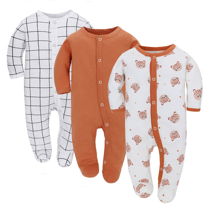 Baby Cotton Long Sleeve Romper 3-Piece Set