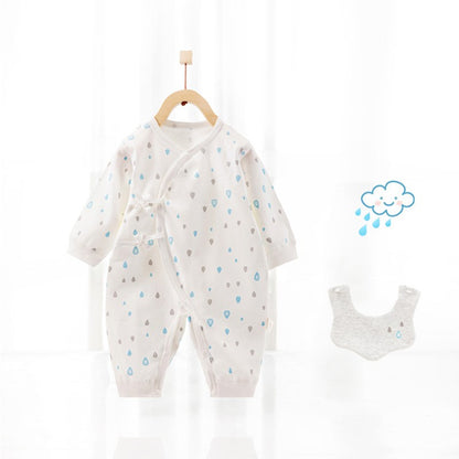 Baby One-Piece Cotton Romper + Matching Bib