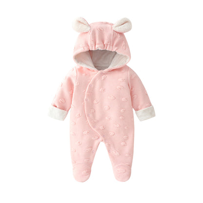 Cozy Bear-Ear Winter Baby Romper