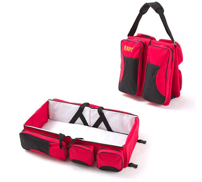 3-in-1 Portable Baby Travel Bed & Multifunction Mommy Bag – Foldable, Spacious & Perfect for On-the-Go Sleeping