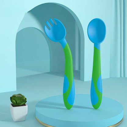 Baby Training Fork & Spoon Set – Easy-Grip, Twist-Safe Learning Tableware