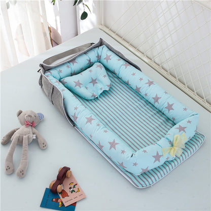 Portable Cotton Baby Crib – Foldable, Cozy & Secure Newborn Sleeping Nest