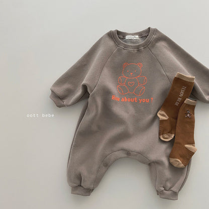 Cozy Teddy Long-Sleeve Baby Jumpsuit – “How About You?” Edition