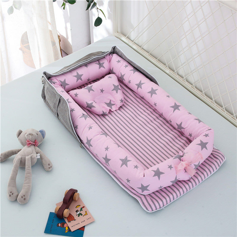 Portable Cotton Baby Crib – Foldable, Cozy & Secure Newborn Sleeping Nest
