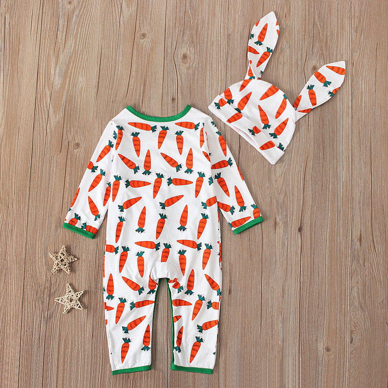 Adorable Easter Bunny Carrot Romper – With Matching Bunny-Ear Hat