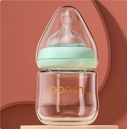 Wide-Neck Newborn Glass Feeding Bottle – High Borosilicate, Anti-Colic & Easy to Clean (120–150ml)