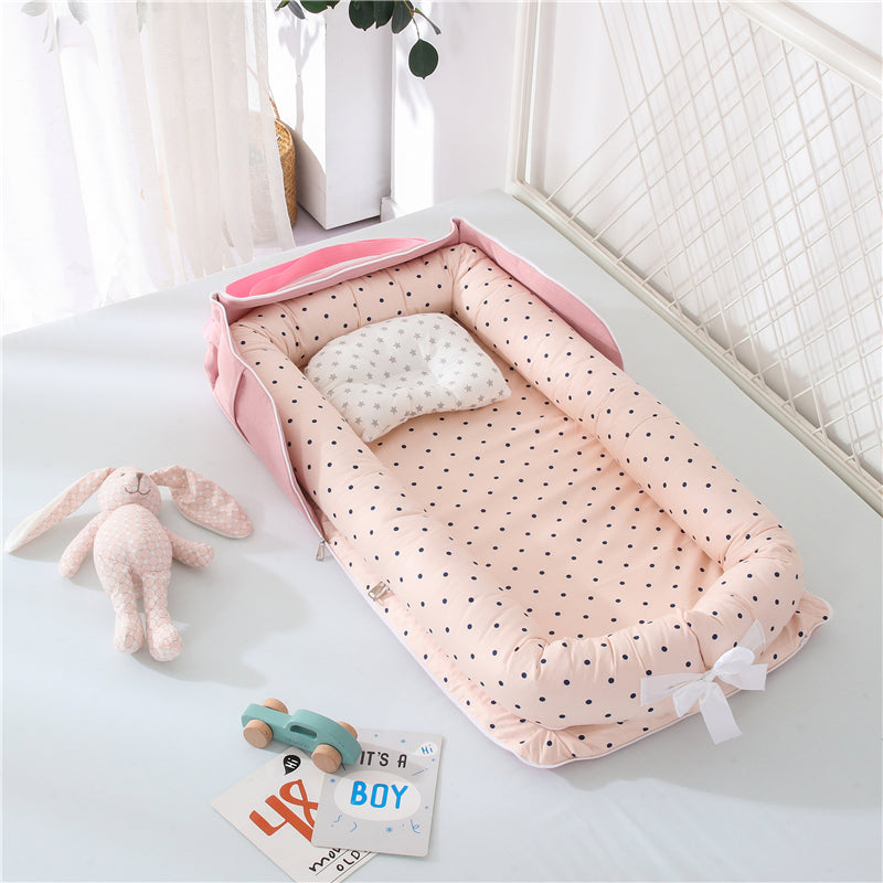 Portable Cotton Baby Crib – Foldable, Cozy & Secure Newborn Sleeping Nest