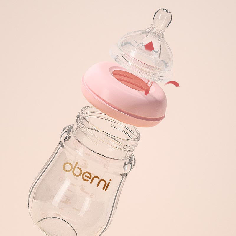 Wide-Neck Newborn Glass Feeding Bottle – High Borosilicate, Anti-Colic & Easy to Clean (120–150ml)
