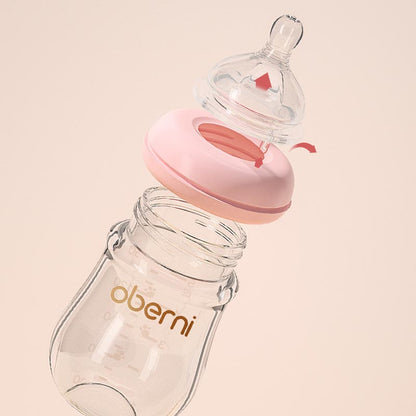 Wide-Neck Newborn Glass Feeding Bottle – High Borosilicate, Anti-Colic & Easy to Clean (120–150ml)