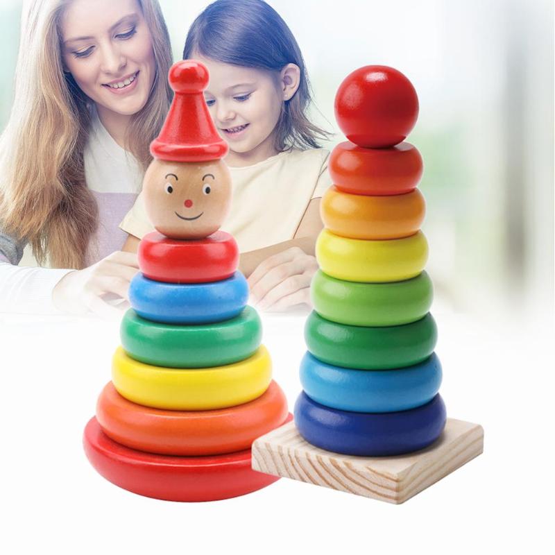 Wooden Rainbow Stacking Tower