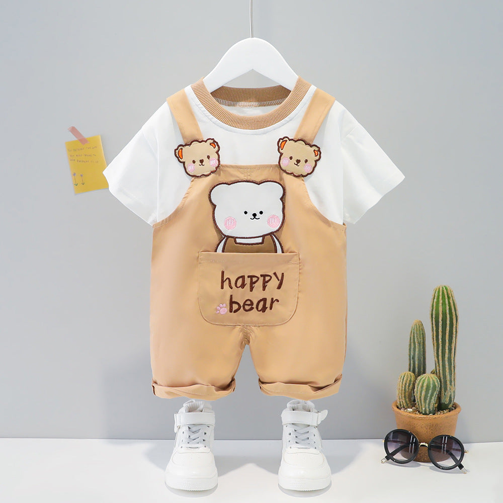 Baby Cartoon Summer Overalls Set