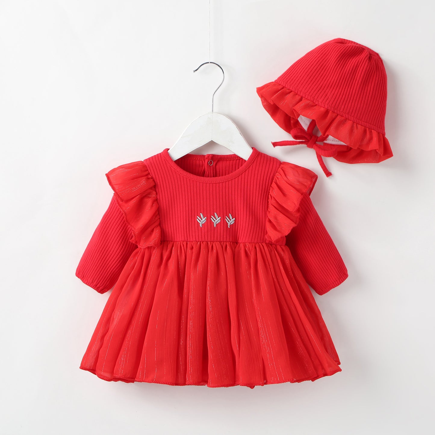 Baby Princess Fluffy Dress with Bonnet