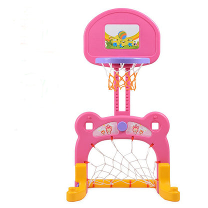 Pink children's basketball hoop set on a white background