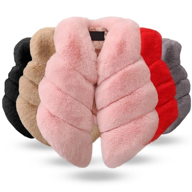 Set of five plush neck pillows in different colors on a white background