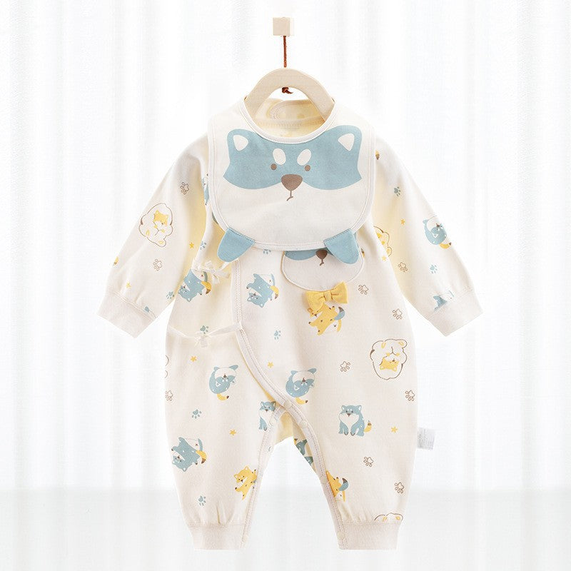 Baby One-Piece Cotton Romper + Matching Bib