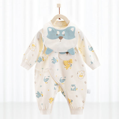 Baby One-Piece Cotton Romper + Matching Bib