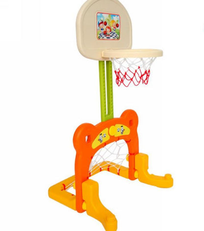 Children's basketball hoop with a colorful backboard on a white background