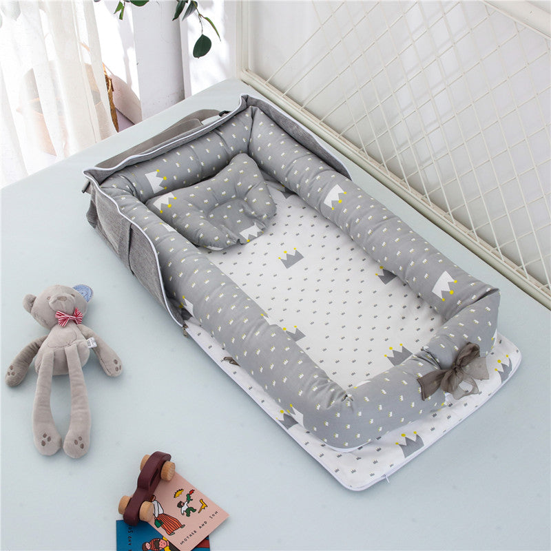 Portable Cotton Baby Crib – Foldable, Cozy & Secure Newborn Sleeping Nest