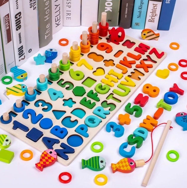 3D Wooden Alphabet & Number Puzzle – Colourful Learning Toy for Early Development