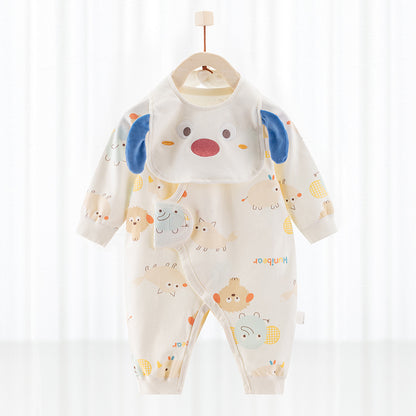 Baby One-Piece Cotton Romper + Matching Bib