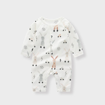 Light And Soft Bamboo Fiber Baby Jumpsuit Floral Animal Cute Print Spring Autumn Newborn Clothes Unisex Long Sleeve Baby Rompers For Boys Girls