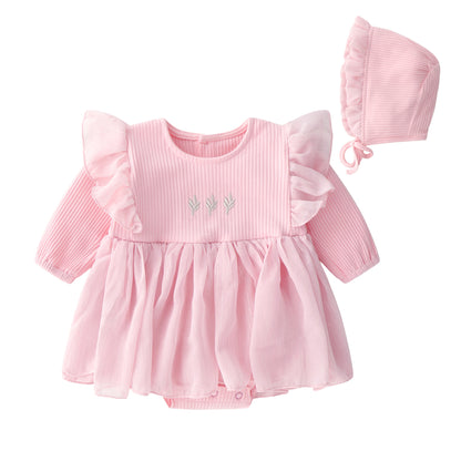Baby Princess Fluffy Dress with Bonnet