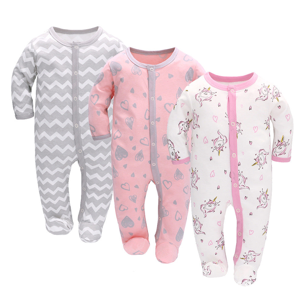 Baby Cotton Long Sleeve Romper 3-Piece Set