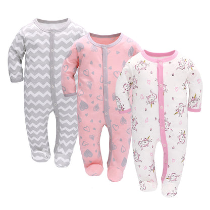 Baby Cotton Long Sleeve Romper 3-Piece Set