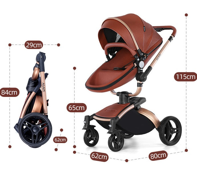 Luxury 360° High-Landscape Baby Stroller – 3-in-1 Foldable Travel System